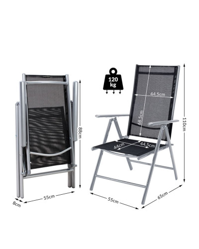 Alu Garden Chairs Bern Set of 2 Silver